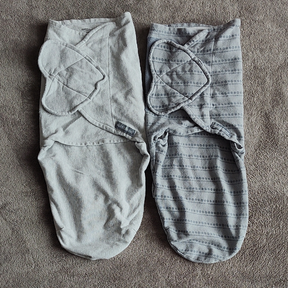 Two Gray Baby Swaddles / Sleep Sacks